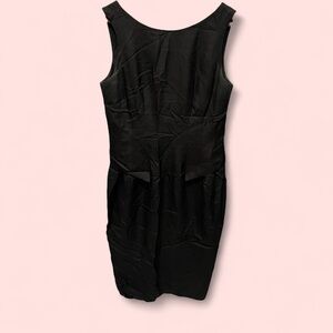 Vintage 80’s Carmen Marc Ann Taylor silk peplum sheath dress black office siren